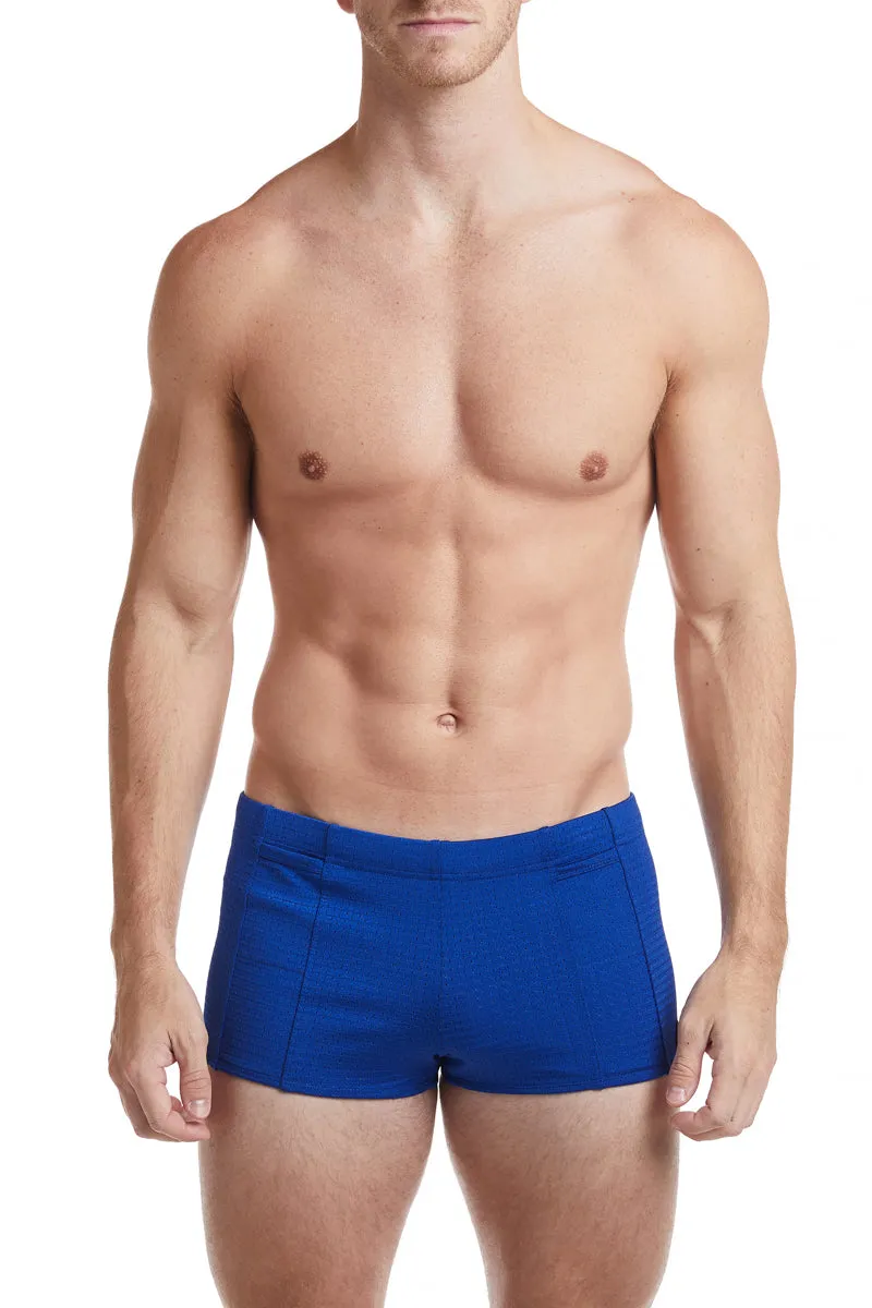 White - LANDON Athletic Mesh Square Cut Swim Brief
