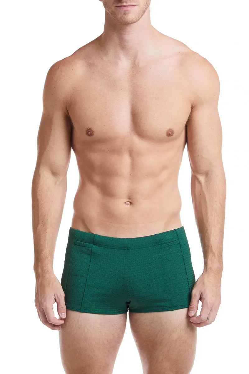 White - LANDON Athletic Mesh Square Cut Swim Brief