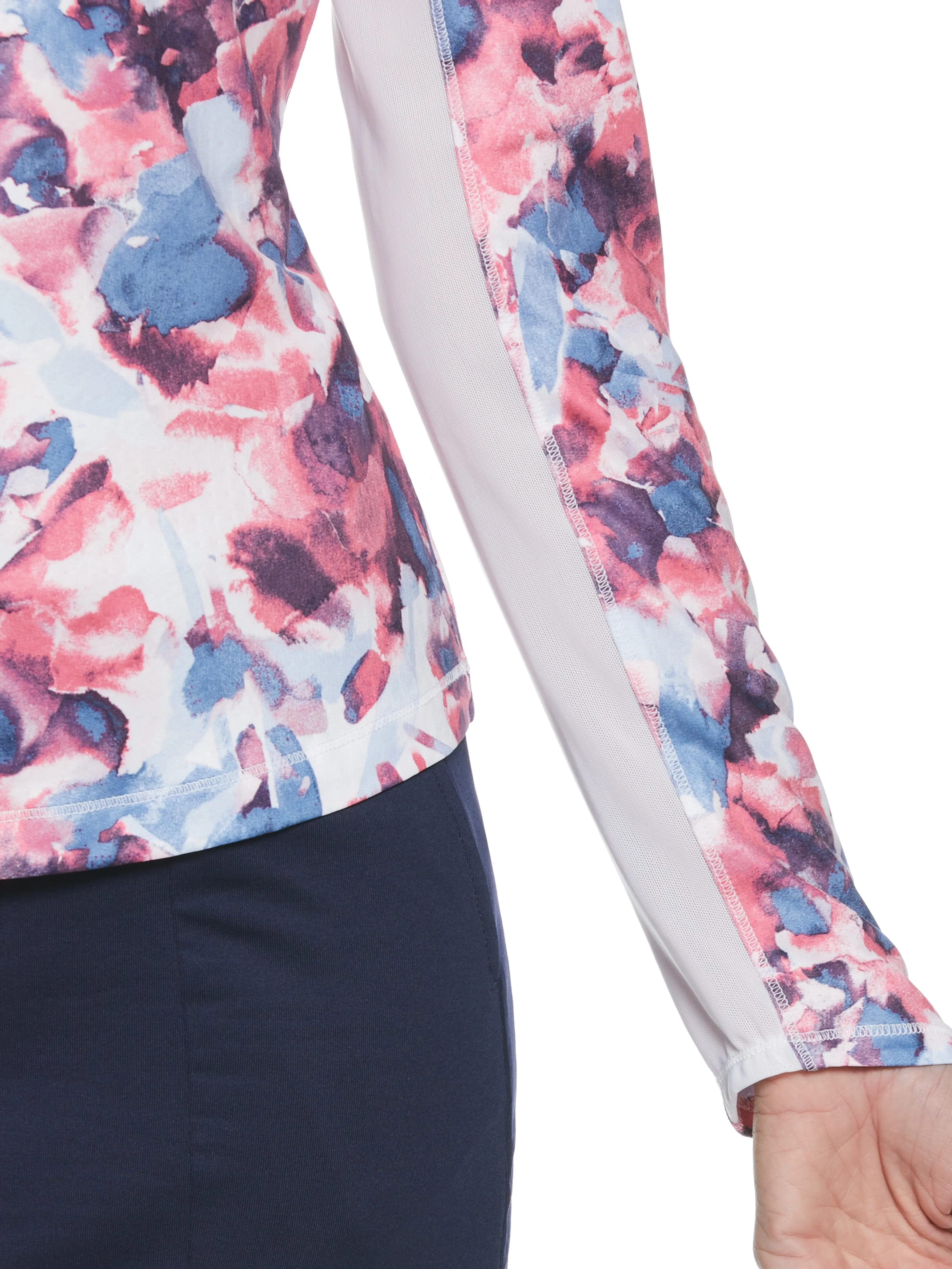 Womens Brushed Floral Print Sun Protection Golf Shirt