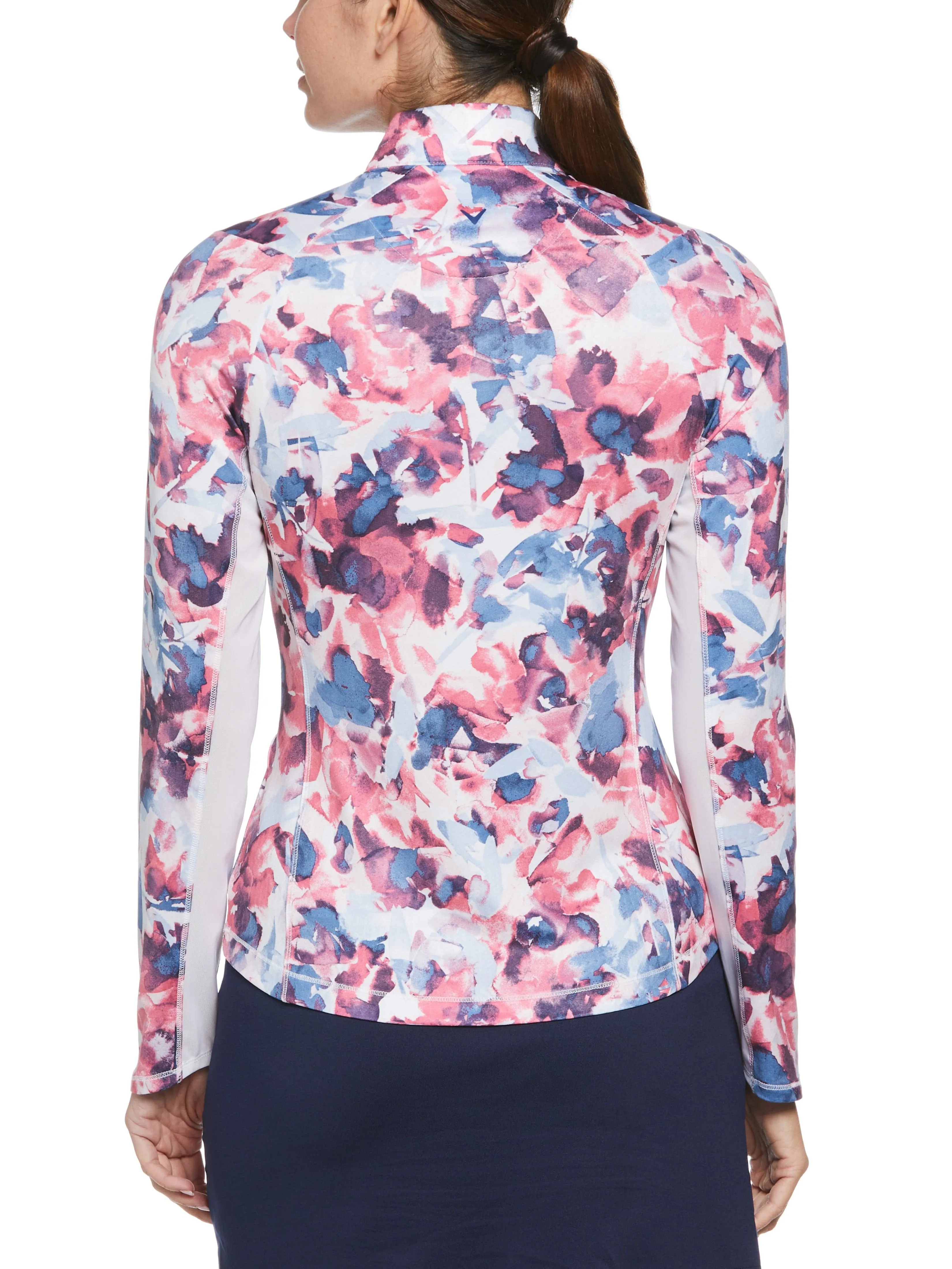 Womens Brushed Floral Print Sun Protection Golf Shirt