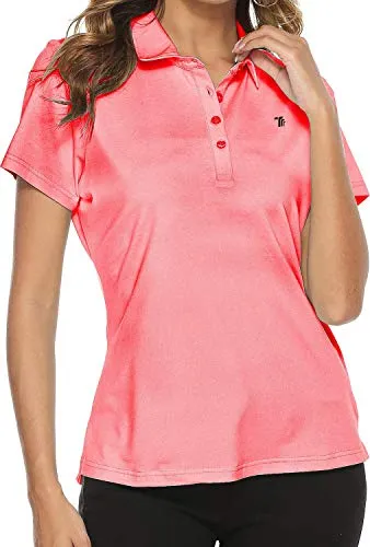 Womens Golf Polo Shirts Short Sleeve Ladies Golf Apparel Moisture Wicking Womans Tennis Golf Tops