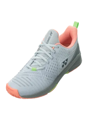 Yonex Women's Power Cushion Sonicage 3 Tennis Shoes in Grayish Blue/Pink
