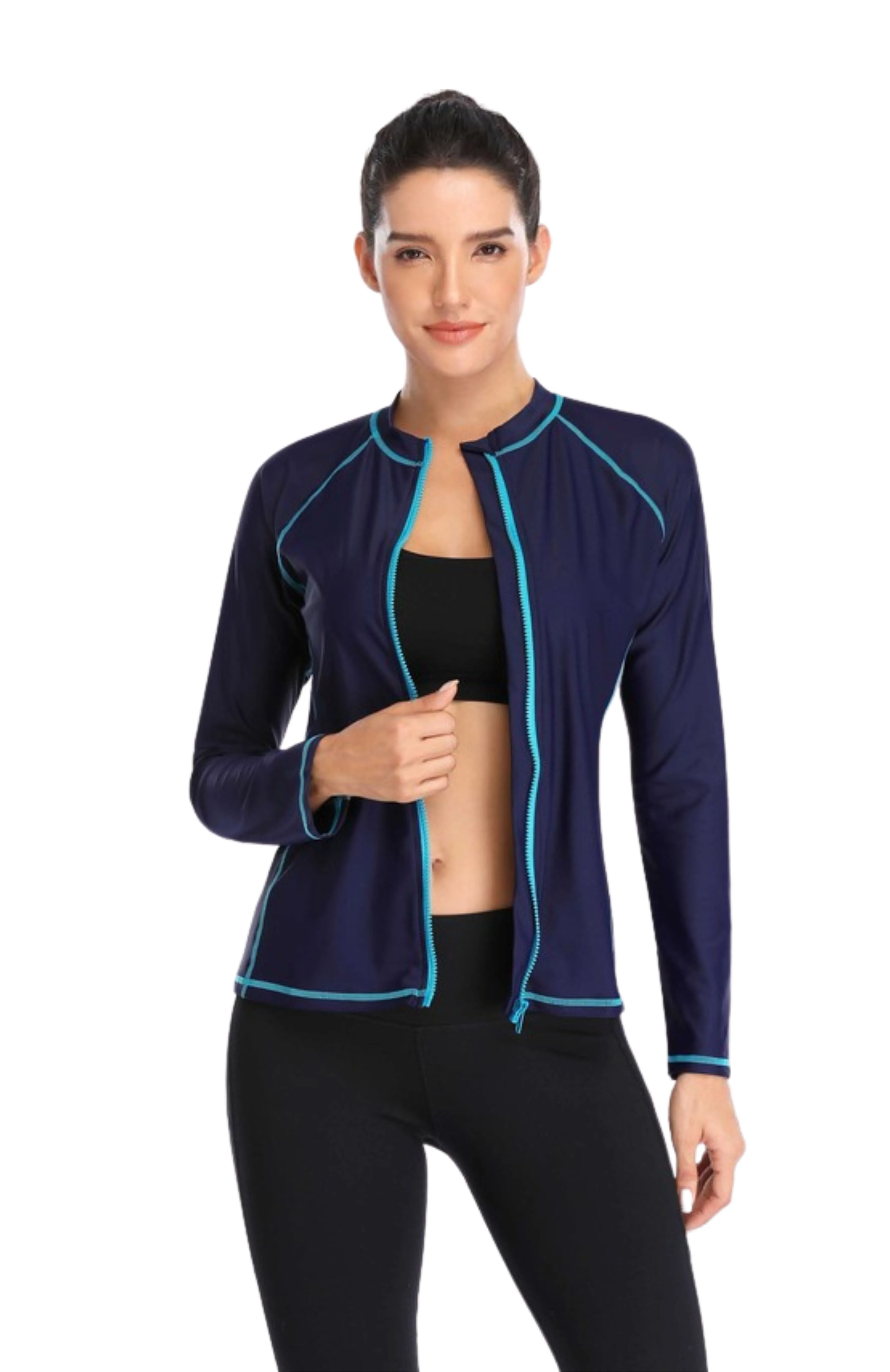 Zip Swim Rash Guard Top