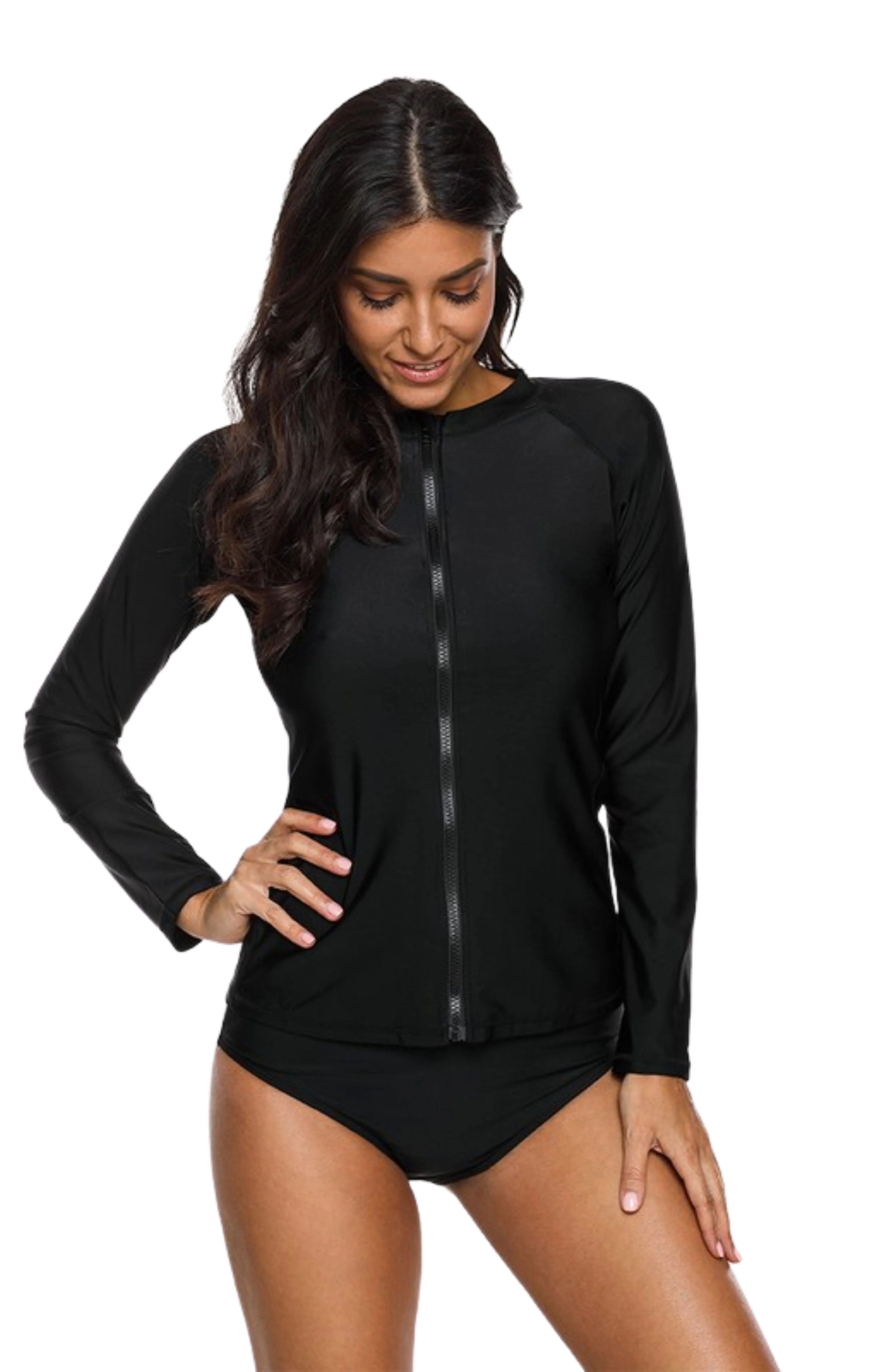 Zip Swim Rash Guard Top